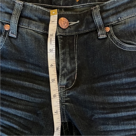 Women’s Seven jeans size 8-29, low waisted, straight leg, dark denim, distressed - Picture 6 of 7